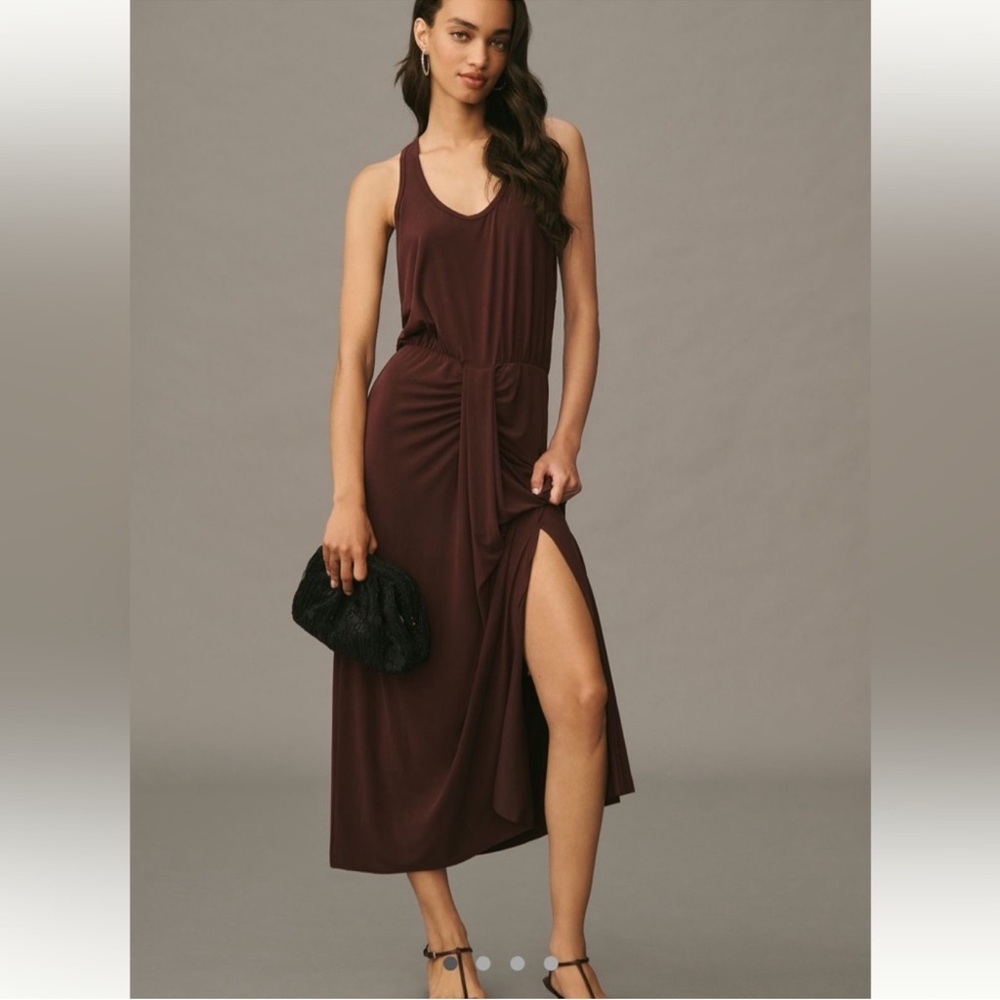 NWT Anthropologie DOLAN Sleeveless Draped Maxi Dress in Wine Size Medium